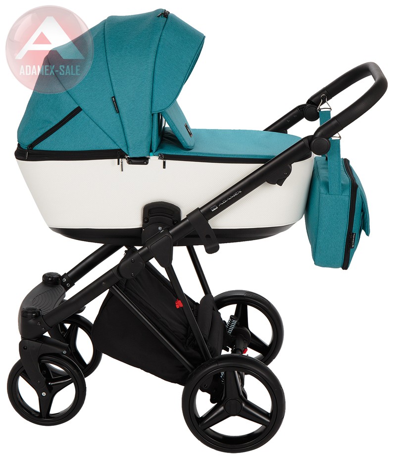 коляска adamex cristiano 3 в 1 люлька для новорожденных с сумкой для мамы, вид сбоку