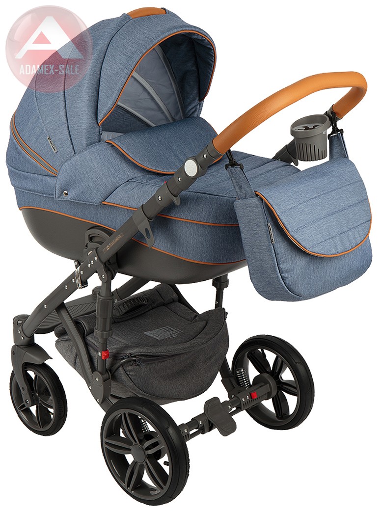 коляска adamex encore 2 в 1 люлька для новорожденных с сумкой для мамы, вид спереди