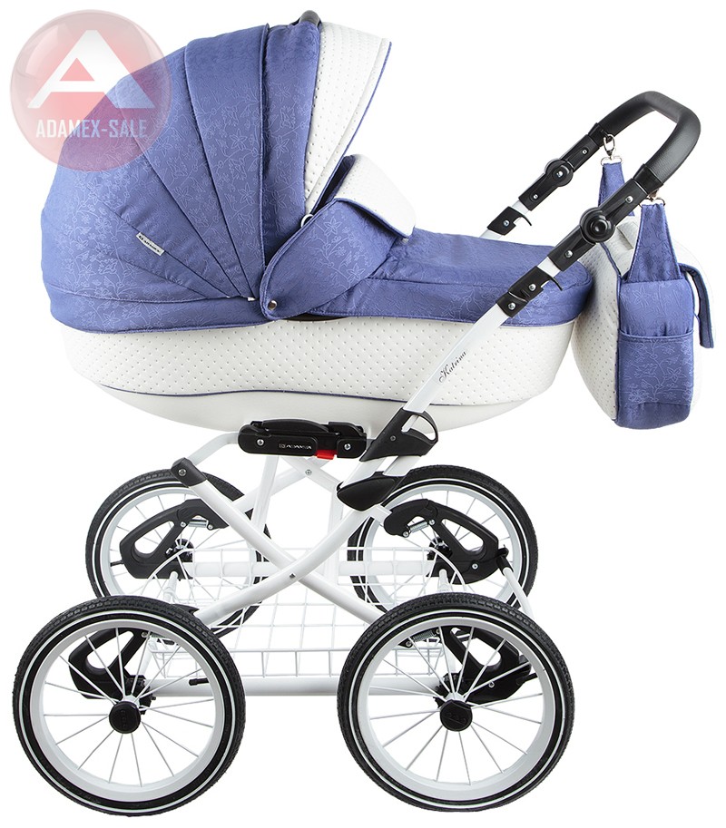 коляска adamex katrina 2 в 1 люлька для новорожденных с сумкой для мамы, вид сбоку