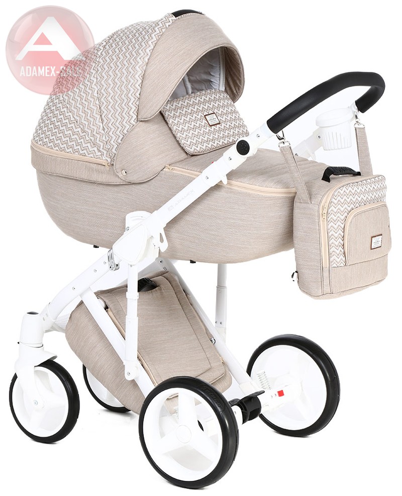 коляска adamex luciano 2 в 1 люлька для новорожденных с сумкой для мамы, вид спереди
