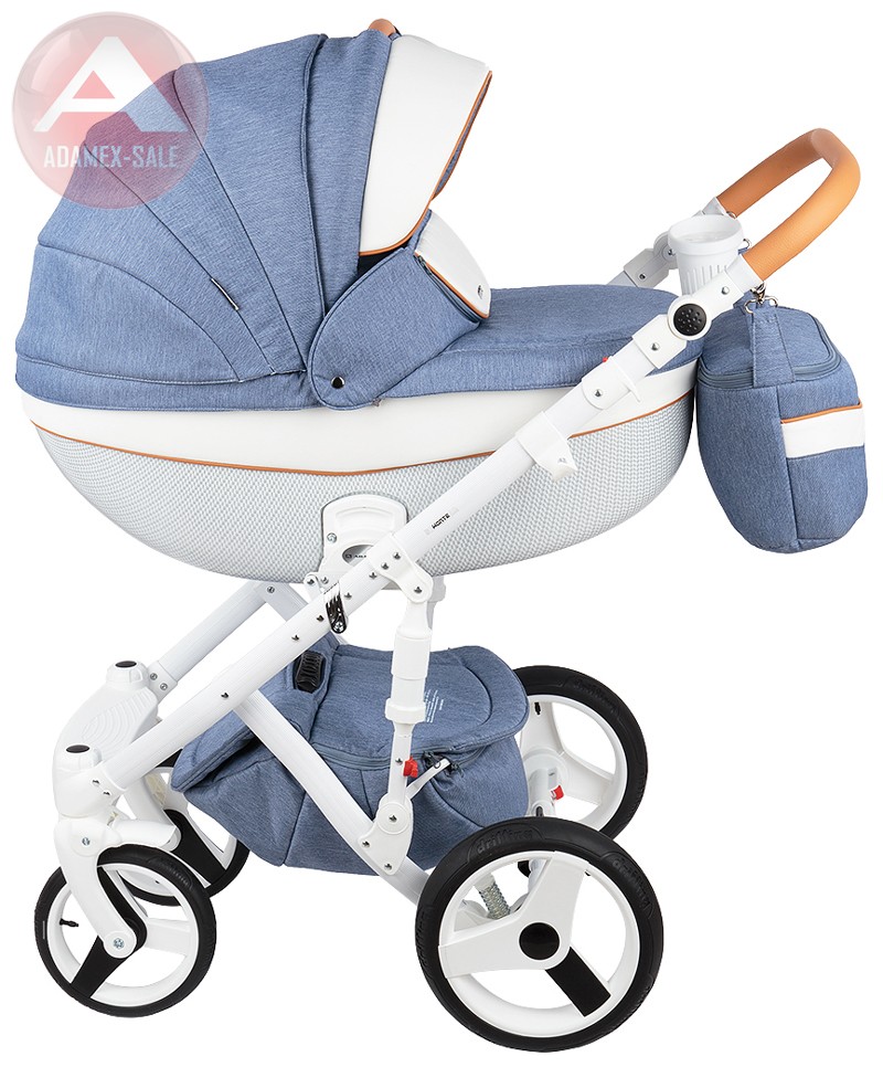 коляска adamex monte carbon 2 в 1 люлька для новорожденных с сумкой для мамы, вид сбоку
