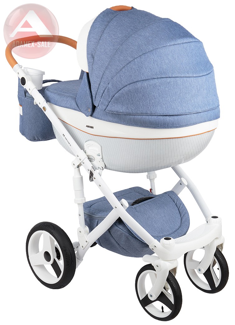 коляска adamex monte carbon 2 в 1 люлька для новорожденных, вид сзади