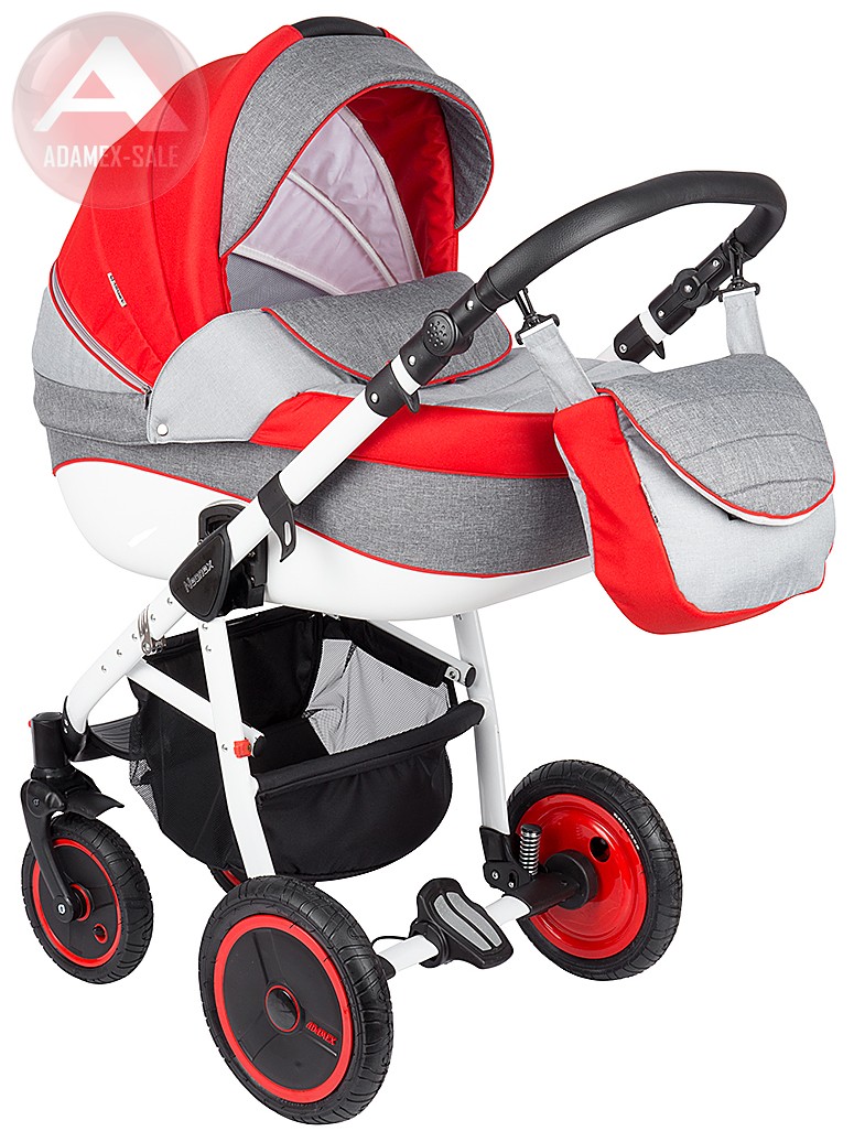 коляска adamex neonex 2 в 1 люлька для новорожденных с сумкой для мамы, вид спереди