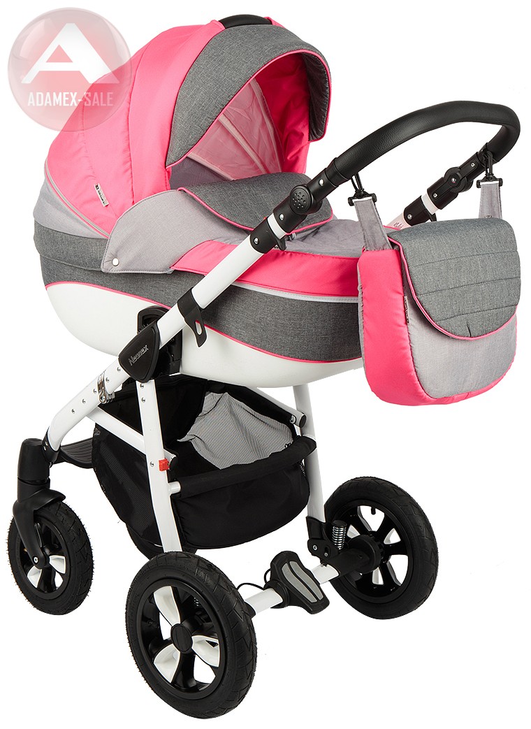 коляска adamex neonex 3 в 1 люлька для новорожденных с сумкой для мамы, вид спереди