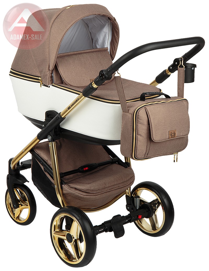 коляска adamex reggio special edition 2 в 1 люлька для новорожденных с сумкой для мамы, вид спереди