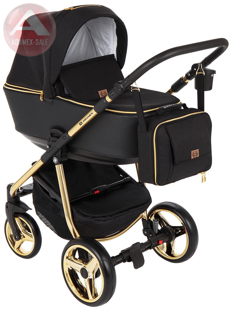 коляска adamex reggio special edition 3 в 1 люлька для новорожденных с сумкой для мамы, вид спереди