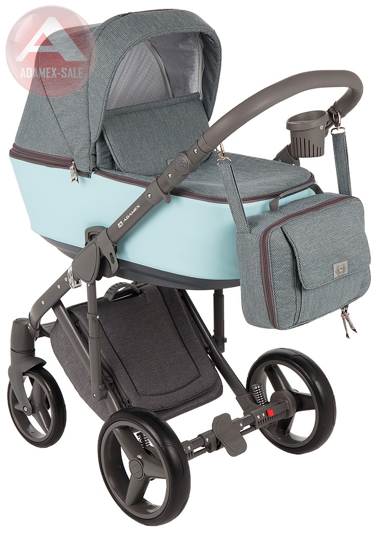 коляска adamex riccio 2 в 1 люлька для новорожденных с сумкой для мамы, вид спереди