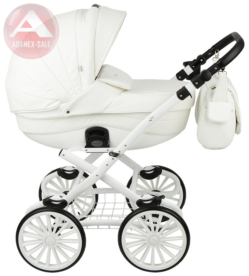 коляска adamex sofia hc 2 в 1 люлька для новорожденных с сумкой для мамы, вид сбоку