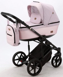 Детская коляска Adamex Amelia Lux 3 в 1 AM-271 светло-розовая/розовая перл кожа