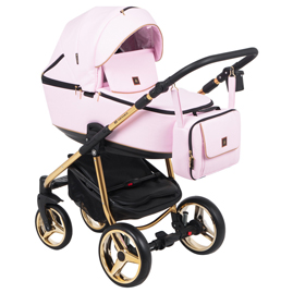 Детская коляска Adamex Barcelona Special Edition 3 в 1 BR-328 кожа розовая золото