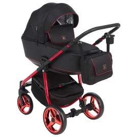 Детская коляска Adamex Barcelona Special Edition 3 в 1 BR-410 кожа черная красный