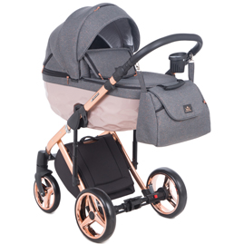 Детская коляска Adamex Chantal Star Collection 3 в 1 Star 4 серый/розовый/розовое золото