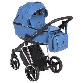 Детская коляска Adamex Cristiano 3 в 1 CR-327 кожа синяя