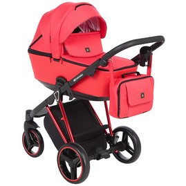 Детская коляска Adamex Cristiano Special Edition 2 в 1 CR-413 красная/ красная кожа/ рама красная