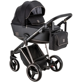 Детская коляска Adamex Cristiano Special Edition 2 в 1 CR-409 черный кожа черная хромированная рама