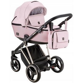 Детская коляска Adamex Cristiano Special Edition 3 в 1 CR-448 розовая пудра кожа розовая перламутровая хромированная рама