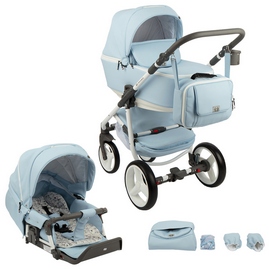Детская коляска Adamex Reggio Eco 2 в 1 Q111 кожа голубая