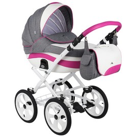 Детская коляска Adamex Sofia HC 2 в 1 H4 серый розовый белый