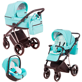 Детская коляска Verona Special Edition 3 в 1 VR-336 кожа голубая