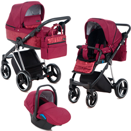Детская коляска Verona Special Edition 3 в 1 VR-483 кожа бордовая бордовый
