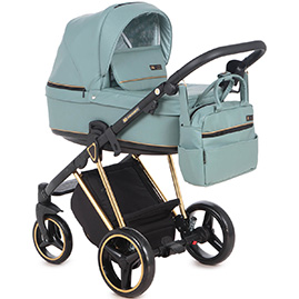 Детская коляска Adamex Verona Special Edition Deluxe 2 в 1 VR-337 кожа серо-зеленая
