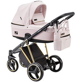 Детская коляска Verona Special Edition 3 в 1 VR-418 розовый кожа перф. розовая