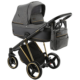 Детская коляска Verona Special Edition 2 в 1 VR-468 серый золотые блестки кожа перф. серая