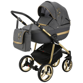 Детская коляска Cortina Special Edition 3 в 1 CT462 кожа серая/ серый/ рама золото