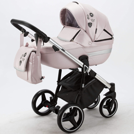 Детская коляска Adamex Cortina Deluxe Special Edition 2 в 1 CT332 кожа розовая