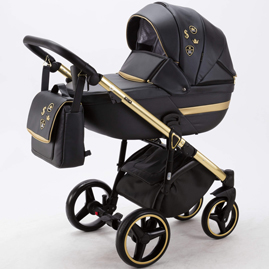 Детская коляска Adamex Cortina Deluxe Special Edition 3 в 1 CT333 кожа черная