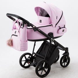 Детская коляска Adamex Porto Deluxe 3 в 1 PO-SA16 кожа розовый зефир