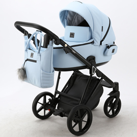Детская коляска Adamex Porto Deluxe 3 в 1 PO-SA17 кожа голубая