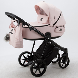 Детская коляска Adamex Porto 2 в 1 PO-PS26 розовый, кожа розовая