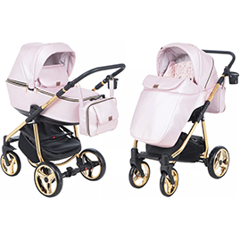 Детская коляска Adamex Reggio Special Edition 2 в 1 Y222 розовая/золотая рама