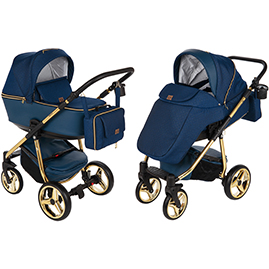 Детская коляска Adamex Reggio Special Edition 2 в 1 Y807 кожа т.синяя т.синий