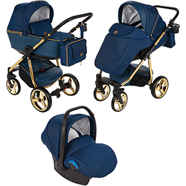 Детская коляска Adamex Reggio Special Edition 3 в 1 Y807 кожа т.синяя т.синий