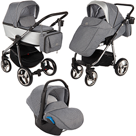 Детская коляска Adamex Reggio Special Edition Lux 3 в 1 Y831 кожа серая серый серая рама