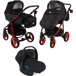 Детская коляска Adamex Reggio Special Edition 3 в 1 Y300 черный красный