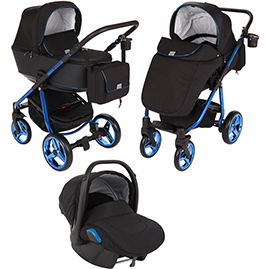 Детская коляска Adamex Reggio Special Edition 3 в 1 Y301 черный синий