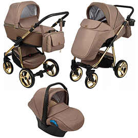 Детская коляска Adamex Reggio Special Edition 3 в 1 Y803 кожа т.бежевая т.бежевый