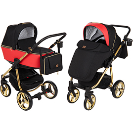 Детская коляска Adamex Reggio Special Edition 2 в 1 Y804 кожа красная графит