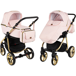 Детская коляска Adamex Reggio Special Edition 2 в 1 Y813 кожа розовая розовый