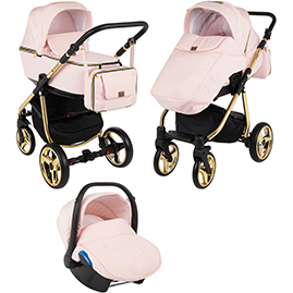 Детская коляска Adamex Reggio Special Edition 3 в 1 Y813 кожа розовая розовый