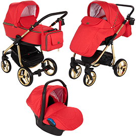 Детская коляска Adamex Reggio Special Edition 3 в 1 Y832 кожа красная красная