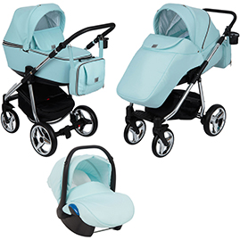 Детская коляска Adamex Reggio Special Edition 3 в 1 Y848 кожа св.голубая св.голубой