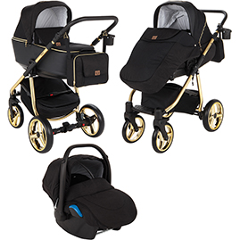 Детская коляска Adamex Reggio Special Edition 3 в 1 Y85 кожа черная графит
