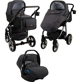 Детская коляска Adamex Reggio Special Edition 3 в 1 Y98 кожа черная графит