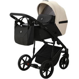 Детская коляска Adamex Mobi Air Deluxe 3 в 1 M-SD23 светло-бежевый, черная кожа