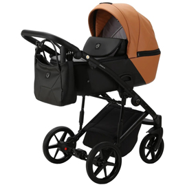 Детская коляска Adamex Mobi Air Deluxe 2 в 1 M-SD32 рыжиый, черная кожа