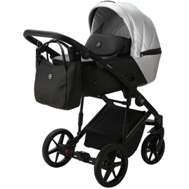 Детская коляска Adamex Mobi Air Deluxe 2 в 1 M-SD9 серебристый, черная кожа